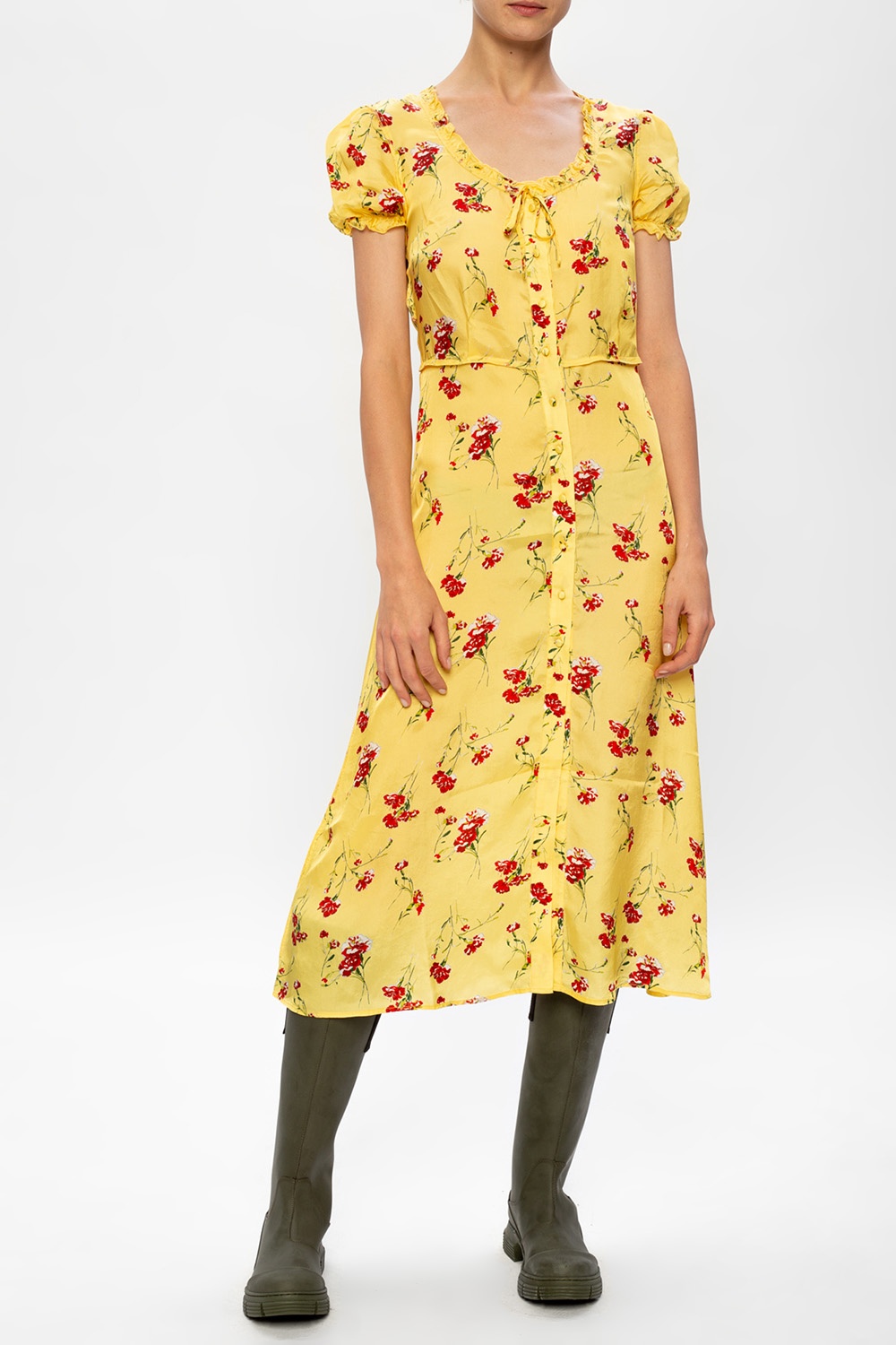 Yellow Floral printed silk dress R13 Vitkac Italy